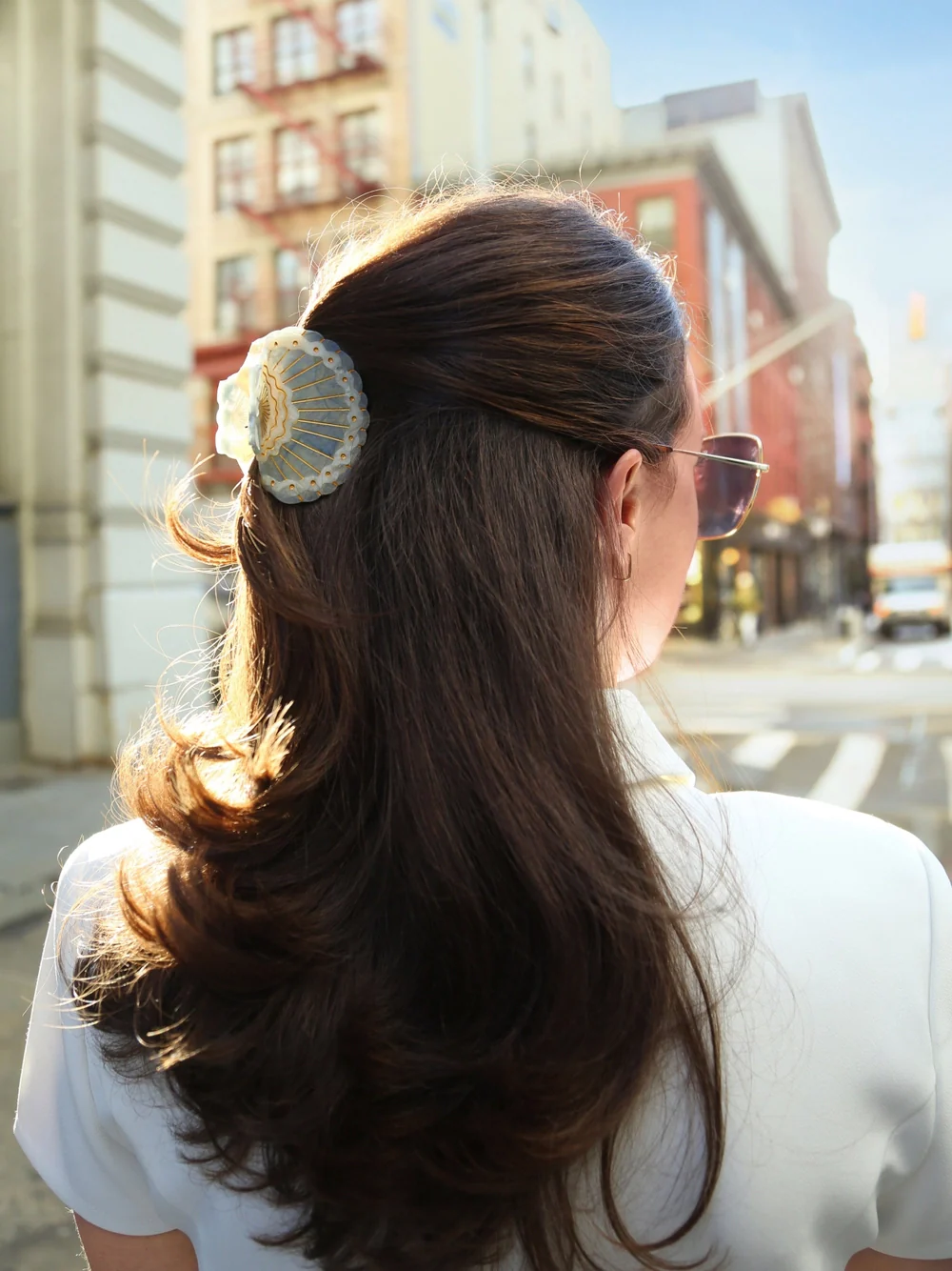 Solar Eclipse - Scallop Seashell Claw Clip - Baby Blue - Image 2