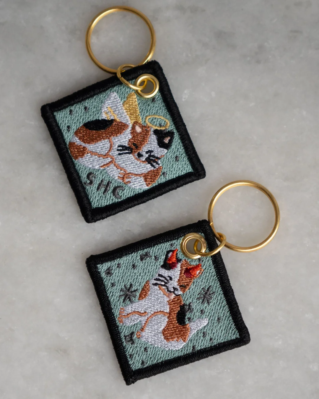 Stay Home Club - Duality Cat - Embroidered Keychain