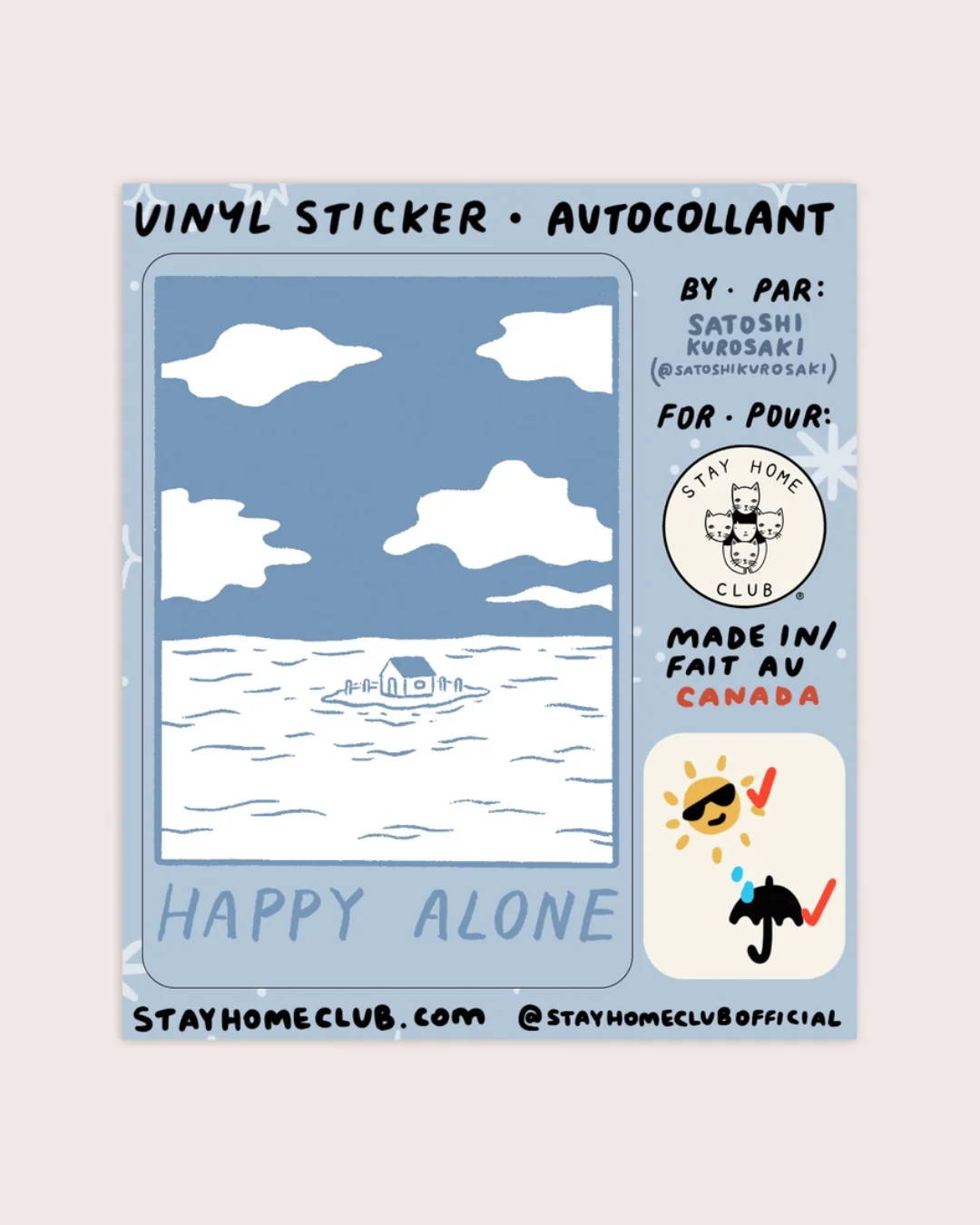 Stay Home Club - Happy Alone (Blue Skies) Sticker