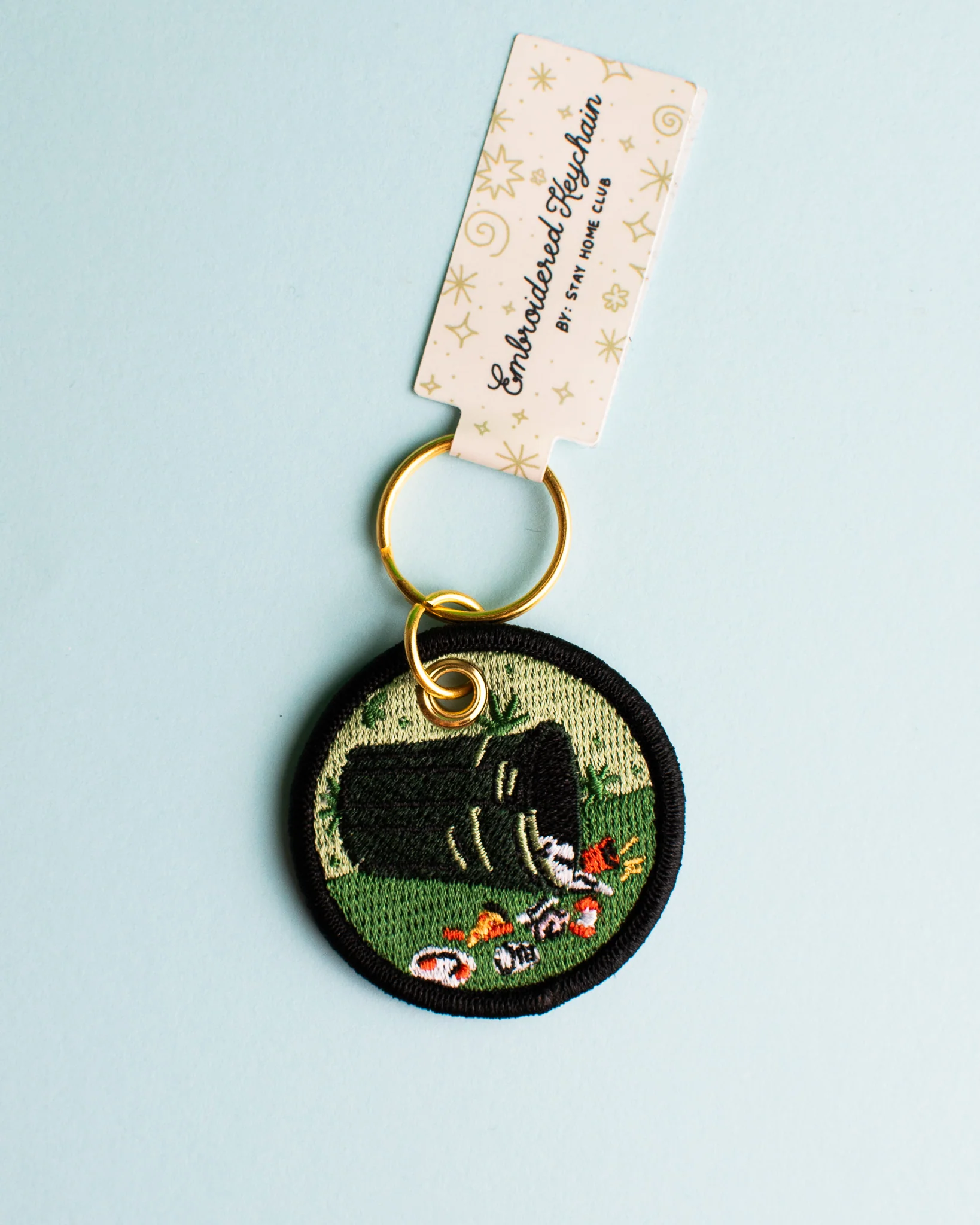 Stay Home Club - Scrappy Raccoon - Embroidered Keychain - Image 2