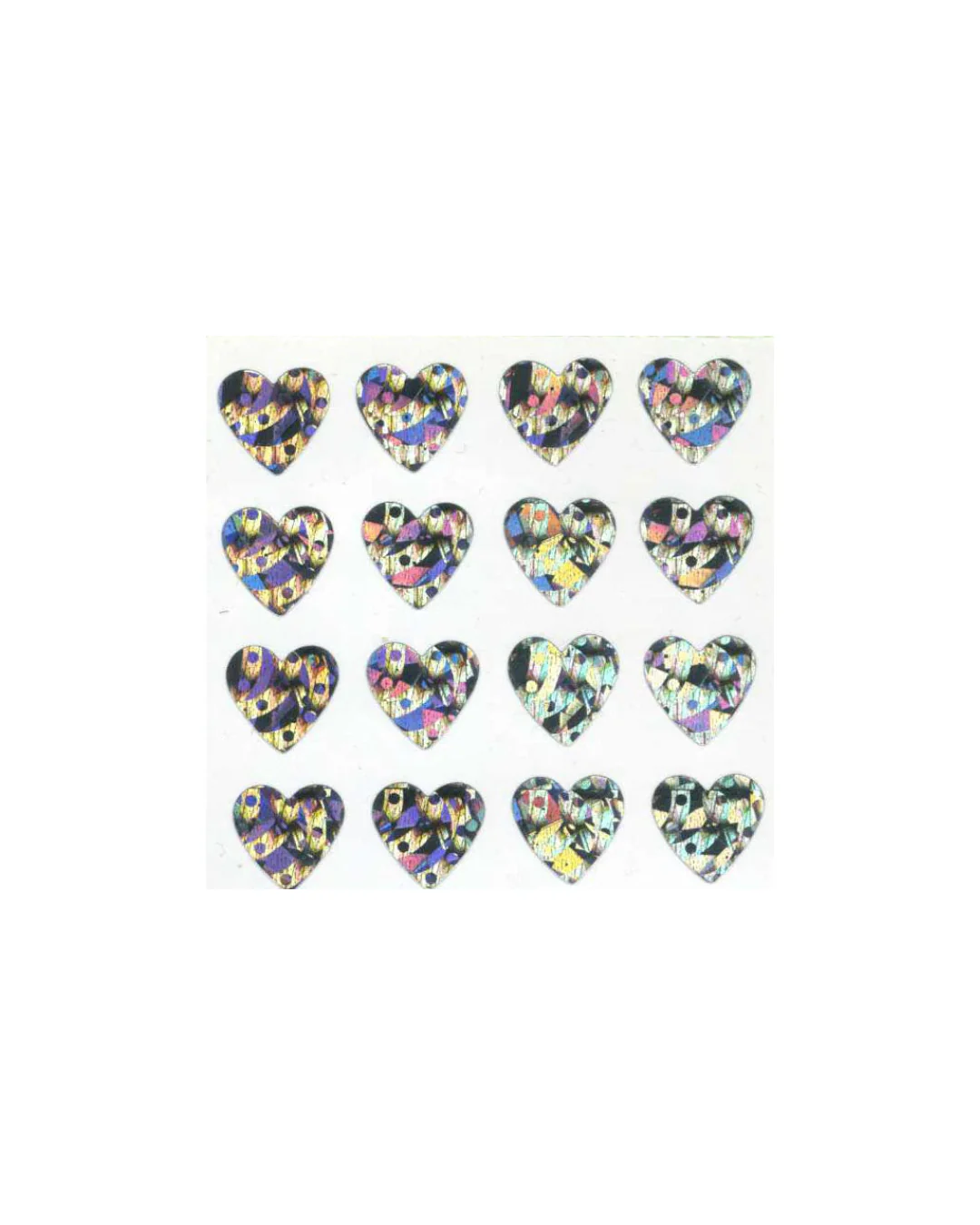 Stickermagic - Tear-off Prismatic Stickers Square - Silver Hearts