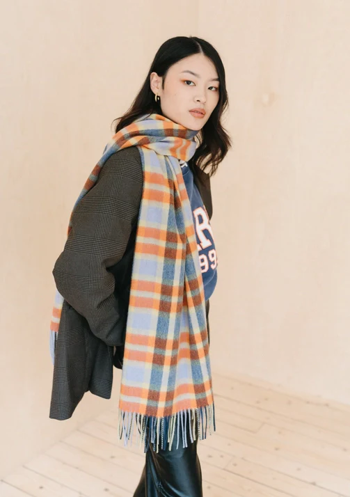 TBCo - Lambswool Oversized Scarf in Lilac Multi Check - Image 3