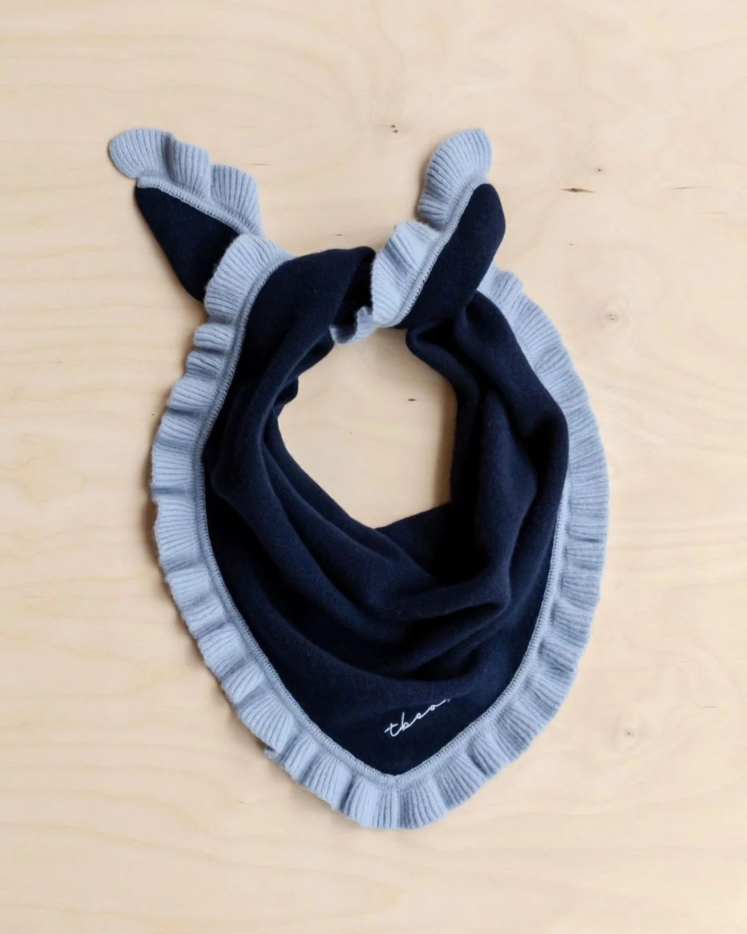 TBCo - Merino Triangle Scarf - Navy Ruffle - Image 3