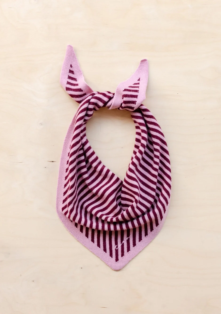 TBCo - Merino Triangle Scarf - Pink Stripe - Image 2