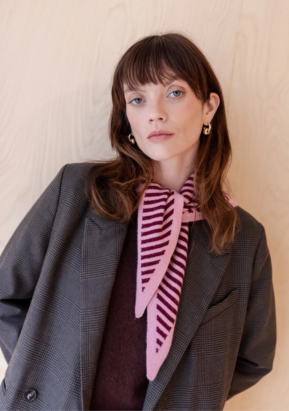 TBCo - Merino Triangle Scarf - Pink Stripe - Image 3