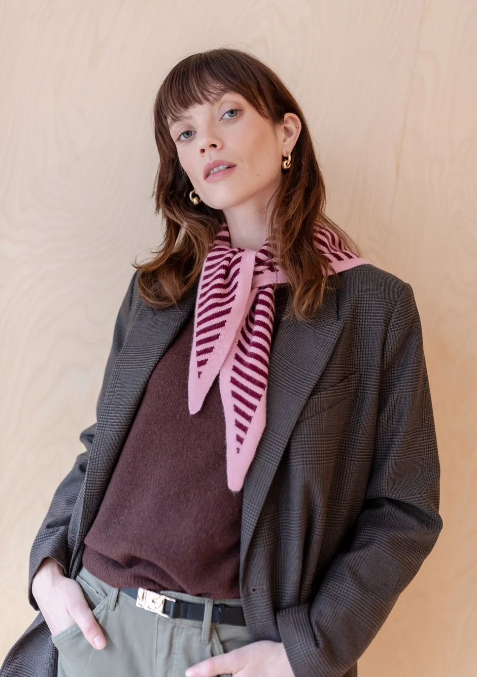 TBCo - Merino Triangle Scarf - Pink Stripe - Image 4