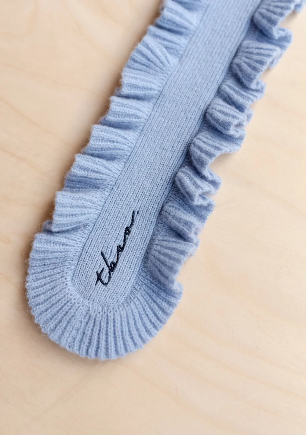 TBCo - Merino Wool Skinny Scarf in Blue Ruffle - Image 3