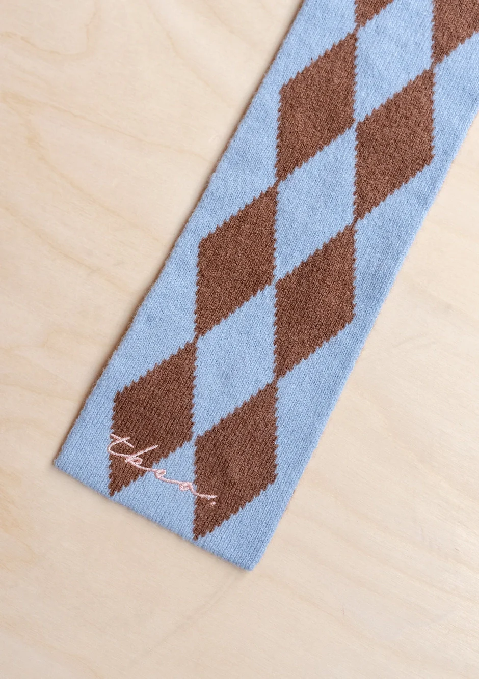 TBCo - Merino Wool Skinny Scarf in Brown Harlequin - Image 3