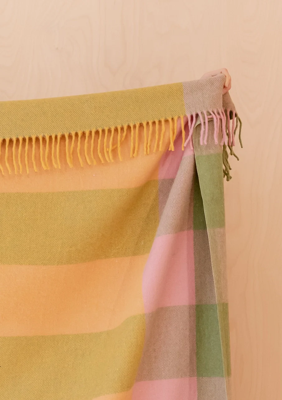 TBCo - Recycled Wool Blanket - Green Bold Check - Image 3
