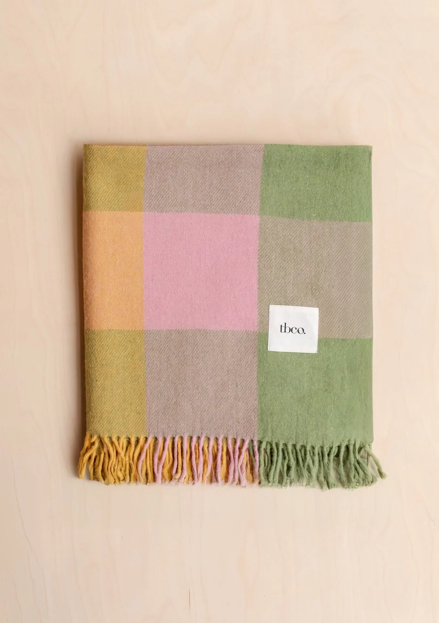 TBCo - Recycled Wool Blanket - Green Bold Check - Image 4