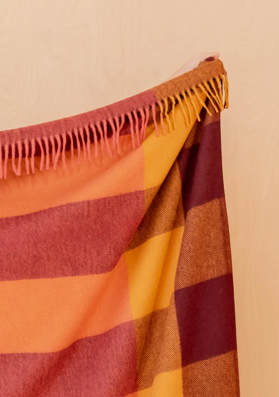 TBCo - Recycled Wool Blanket - Ochre Bold Check - Image 3