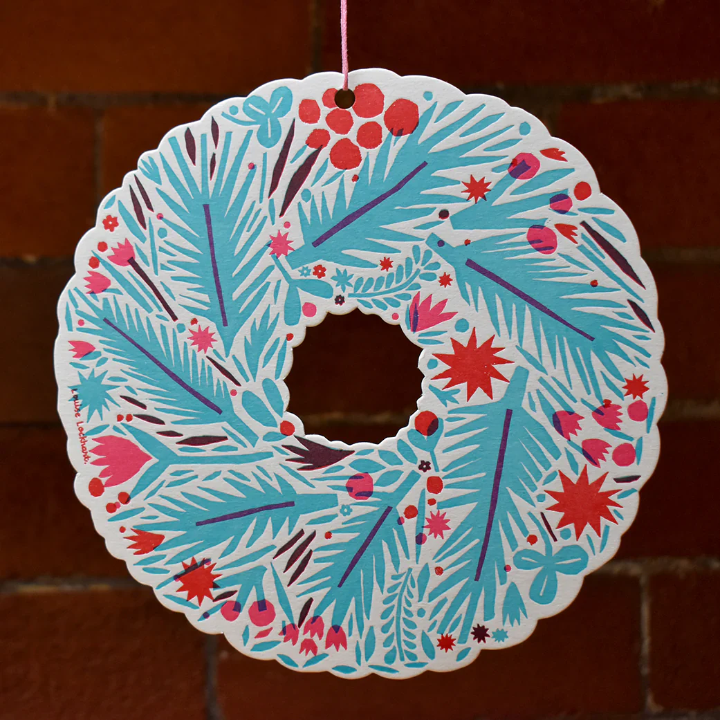 The Printed Peanut - Letterpressed Winter Wreath Decoration - Image 3