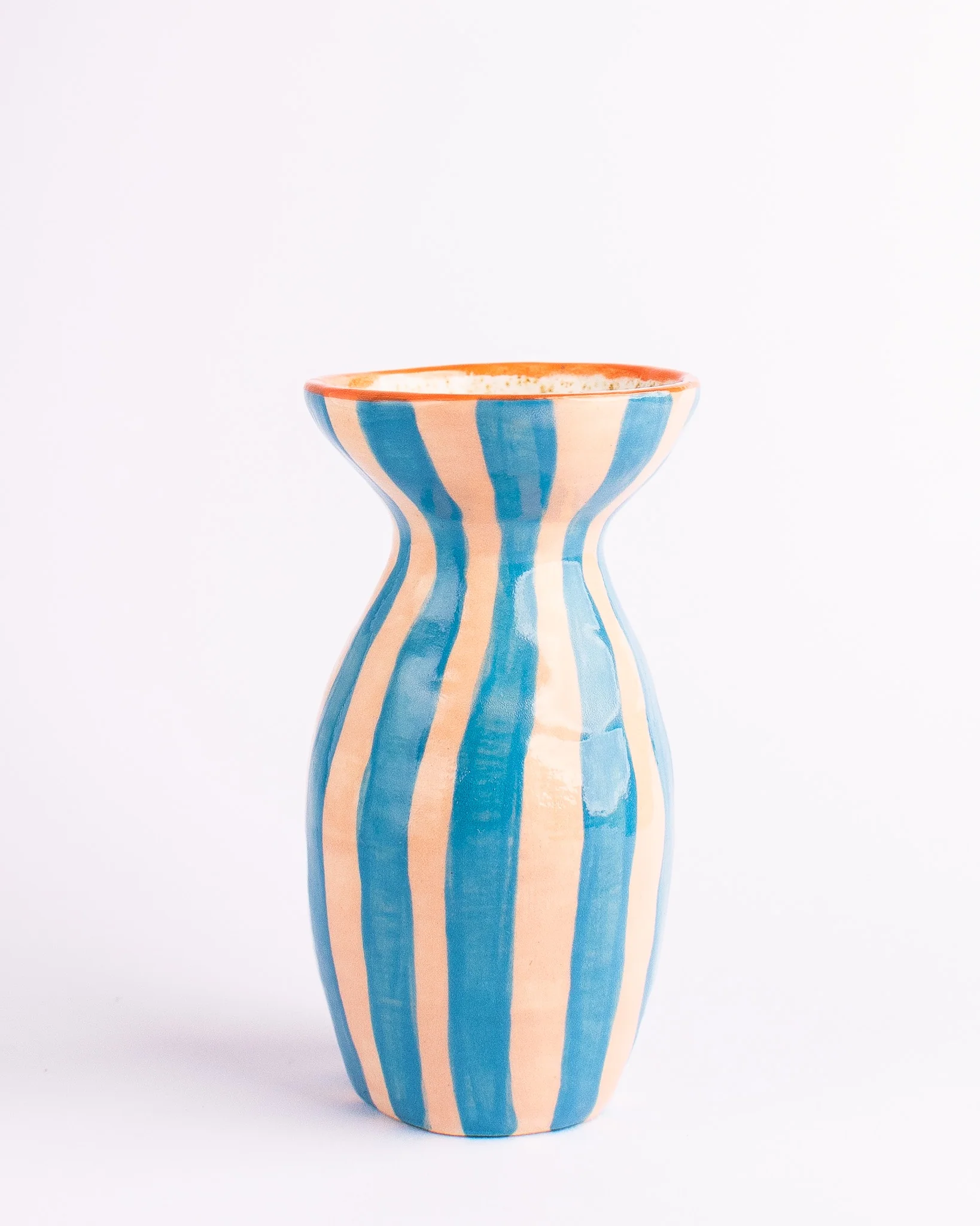 Togetherness Design - Ceramic Bud Vase - Stripe Peach and Blue