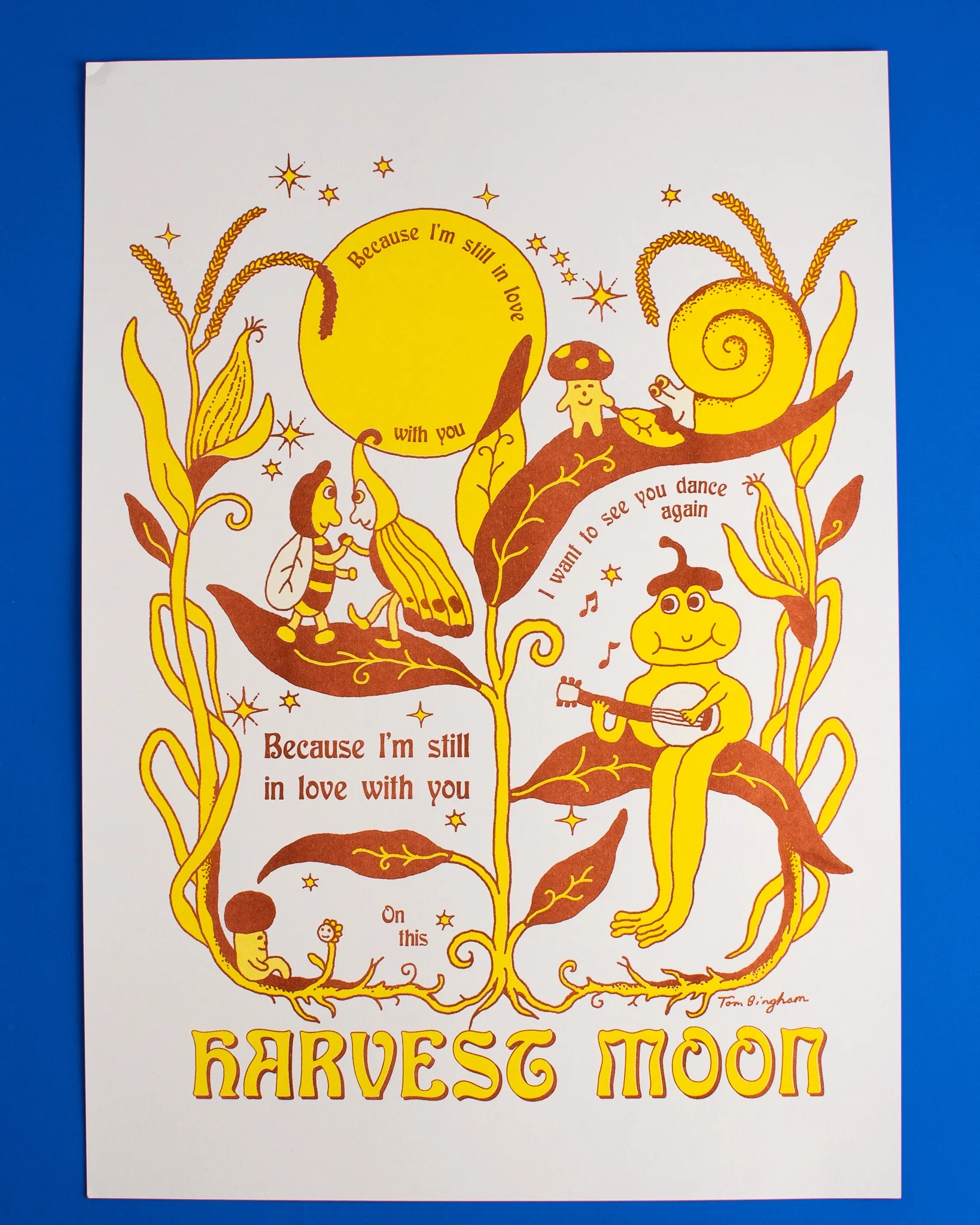Tom Bingham - A3 Risograph Print - Harvest Moon