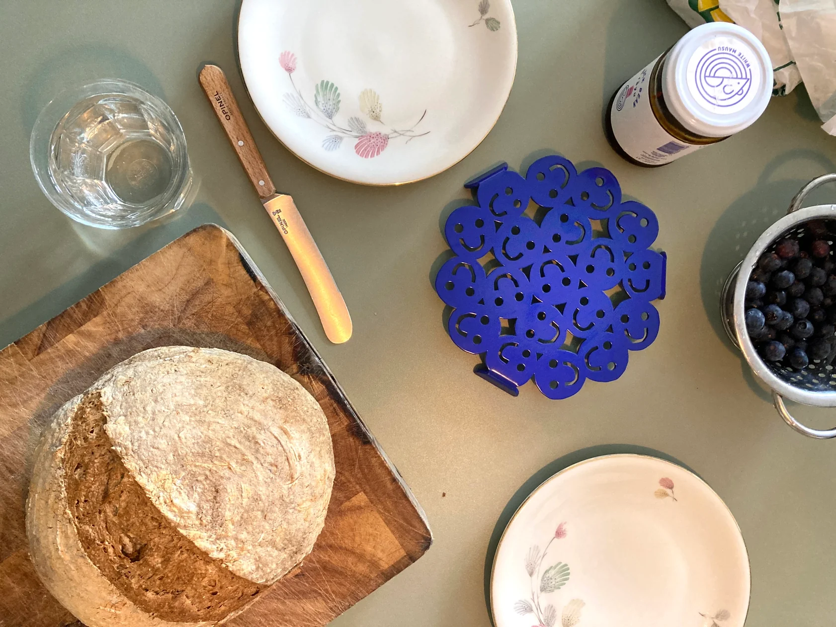 We Are Out of Office - Blue Smiley Trivet - Image 4
