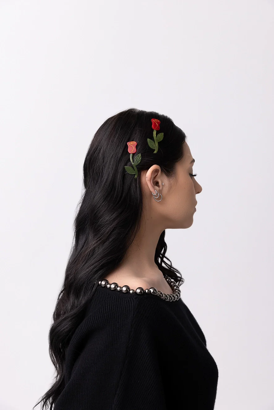 Winona Irene - Barrette Set - Red Rose - Image 2