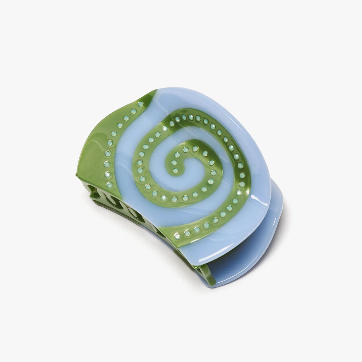Winona Irene - Hair Claw - Laguna Blue and Green Spiral - Image 2