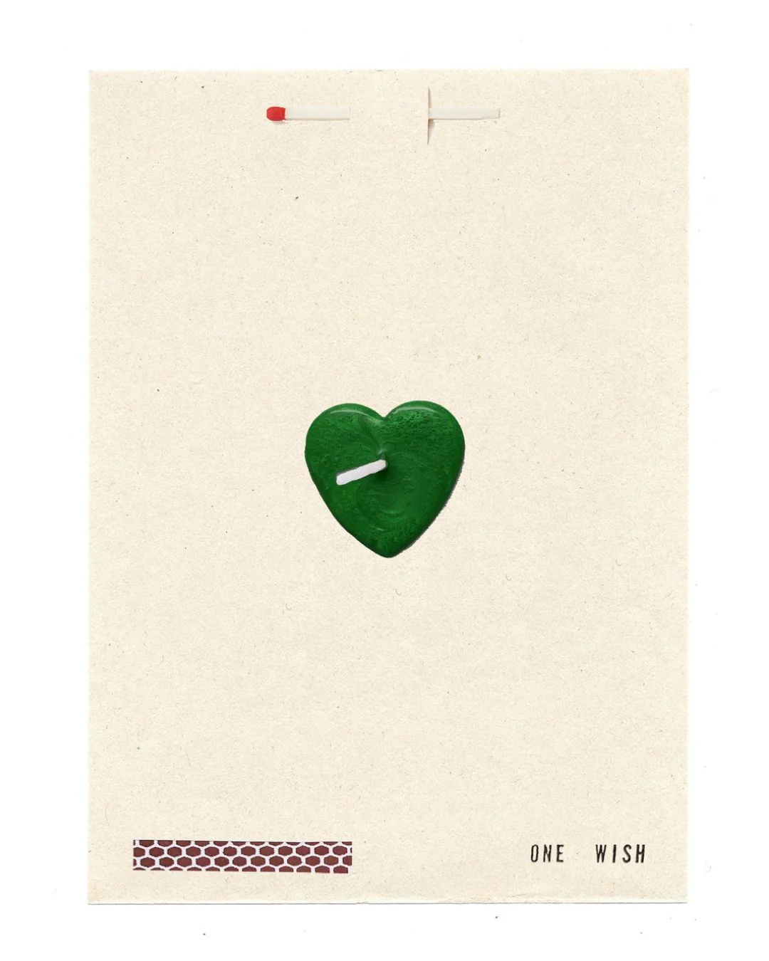 Wish Cards - One Wish Candle Card - Green Heart
