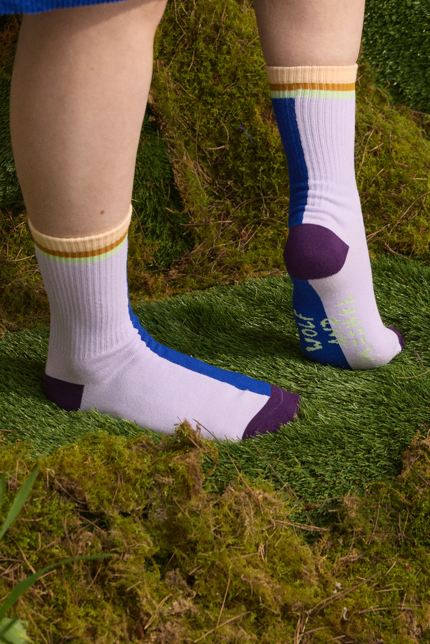 Wolf & Mishka - Colourblock Ribbed Sock – Blue Moon - Image 2