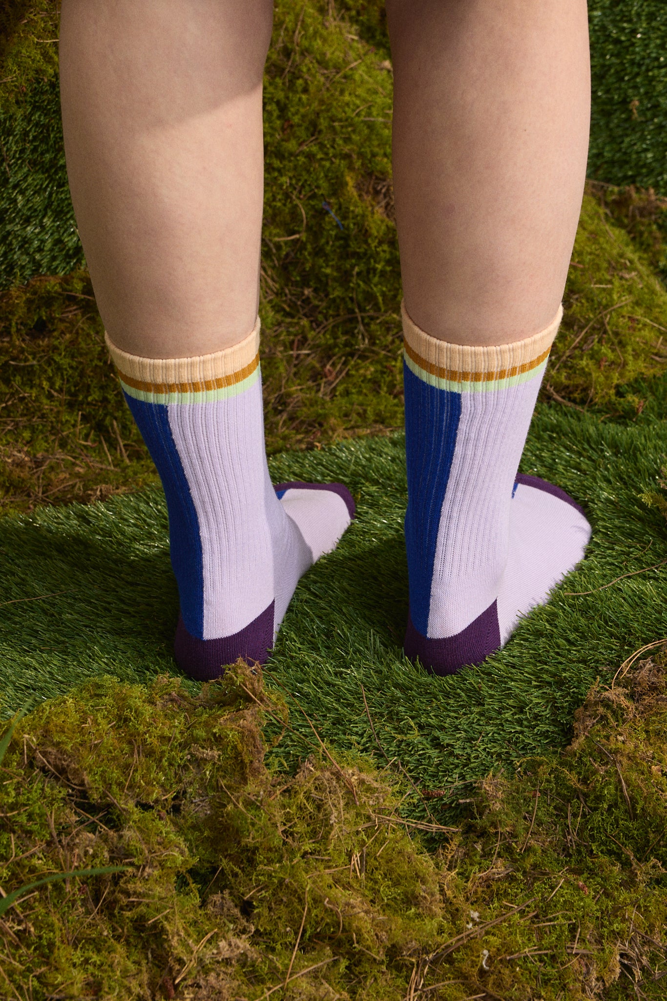 Wolf & Mishka - Colourblock Ribbed Sock – Blue Moon - Image 3