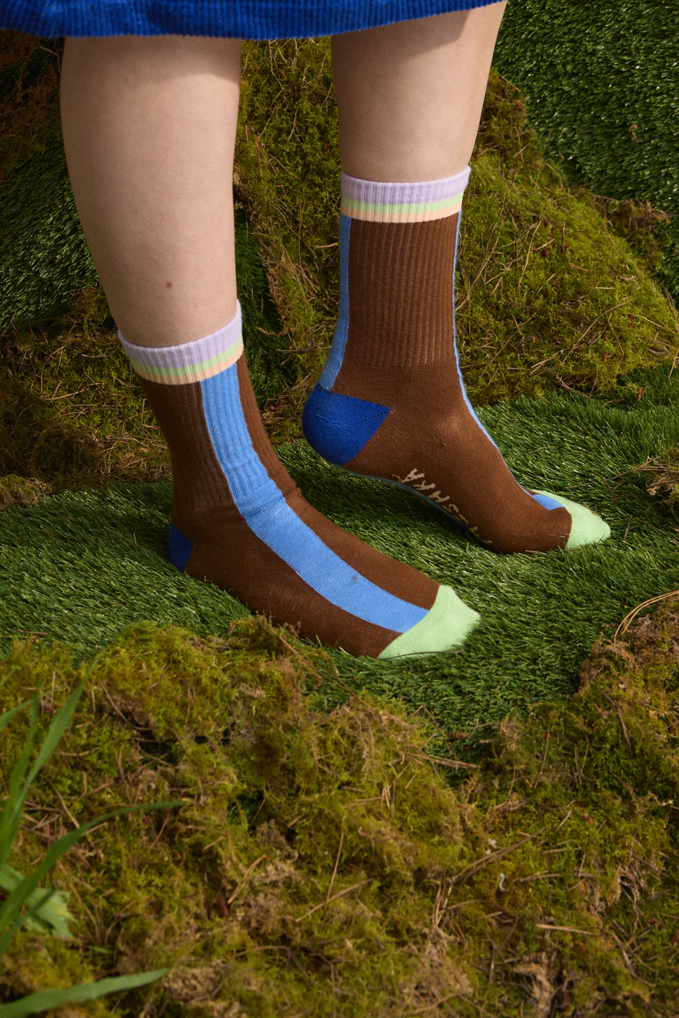 Wolf & Mishka - Colourblock Ribbed Sock – Field - Image 2