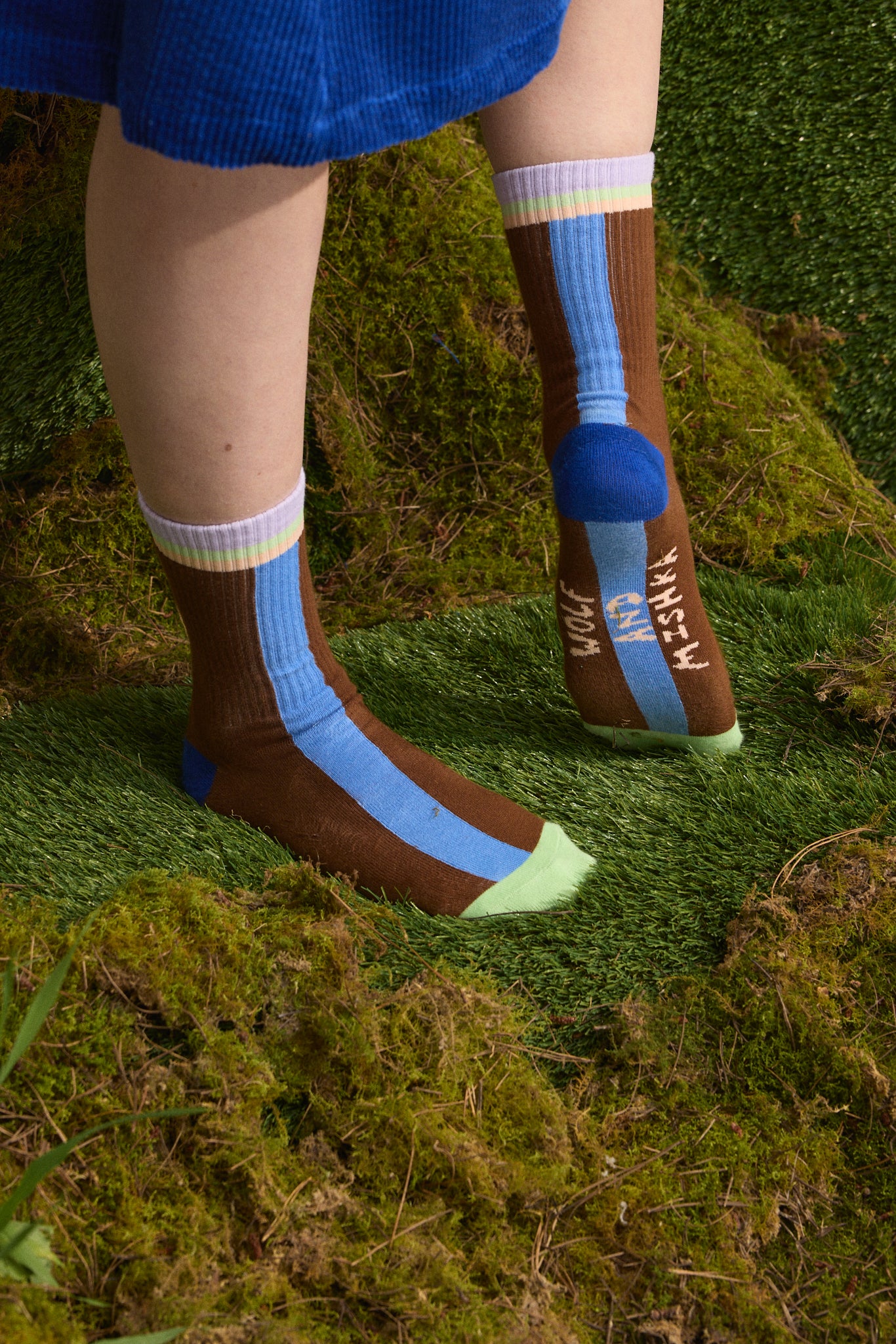 Wolf & Mishka - Colourblock Ribbed Sock – Field - Image 3