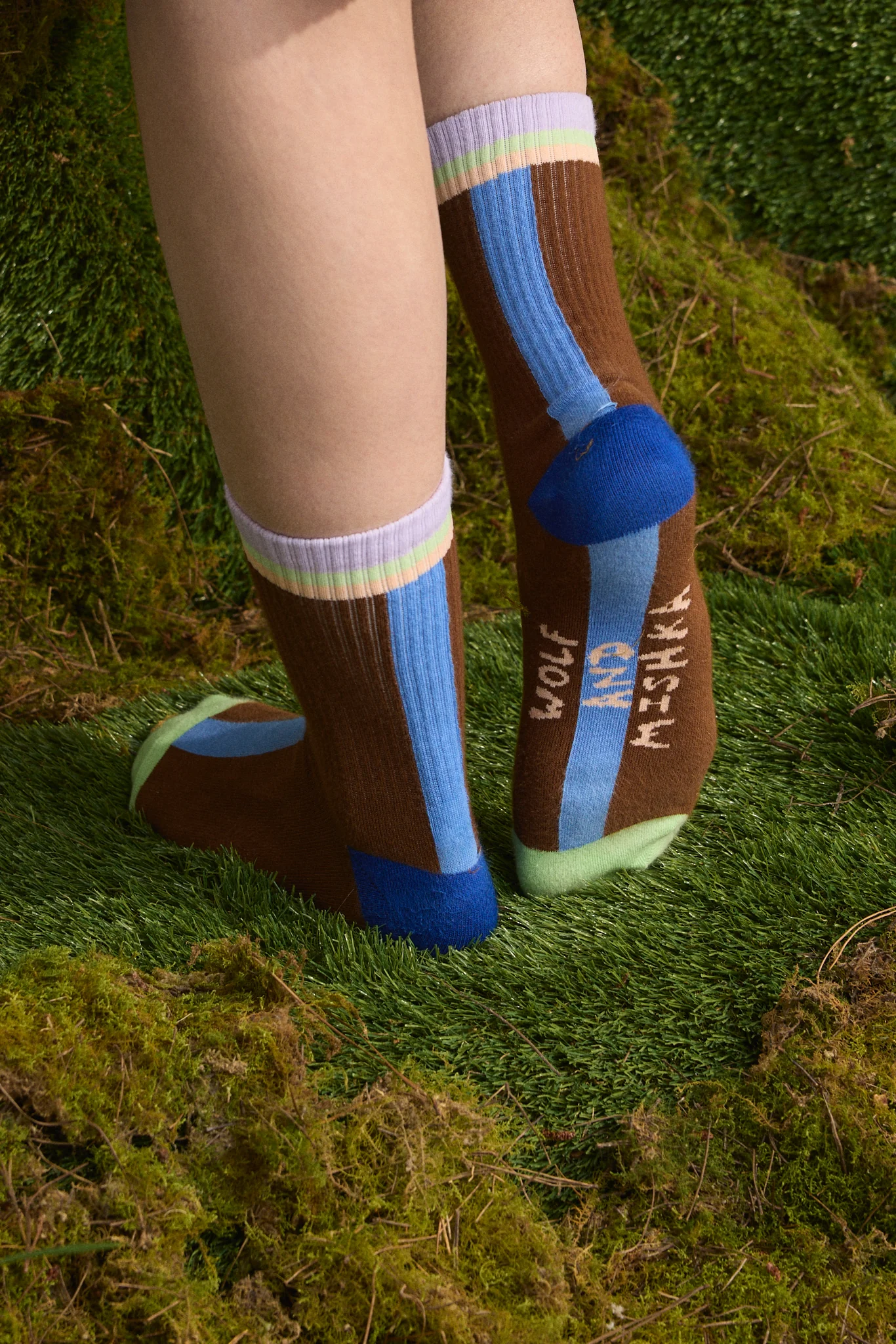 Wolf & Mishka - Colourblock Ribbed Sock – Field - Image 4