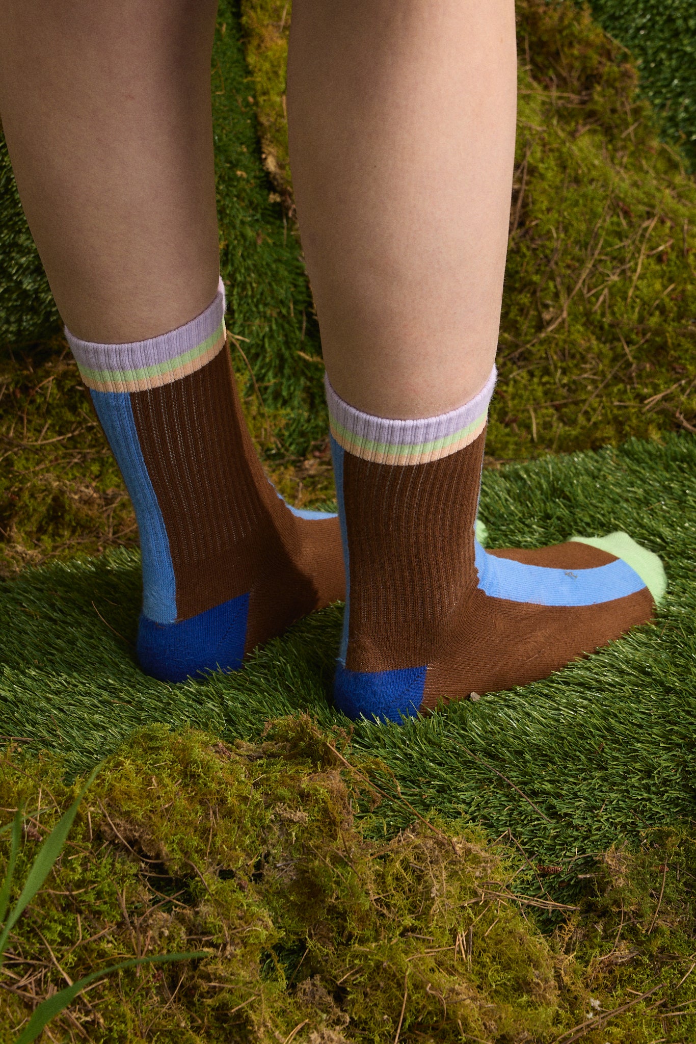 Wolf & Mishka - Colourblock Ribbed Sock – Field - Image 5