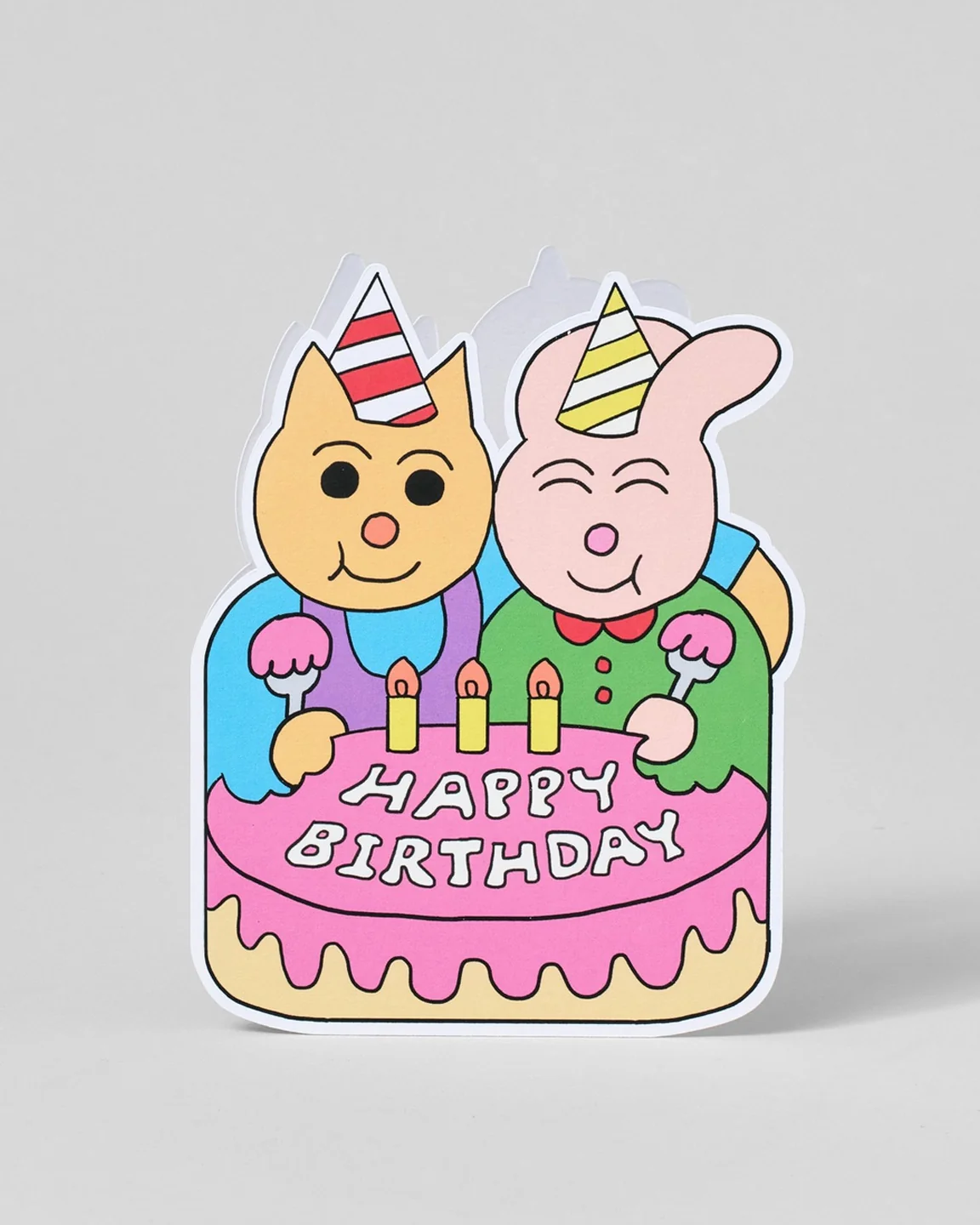 Wrap - Happy Birthday Friends and Cake Shaped Card