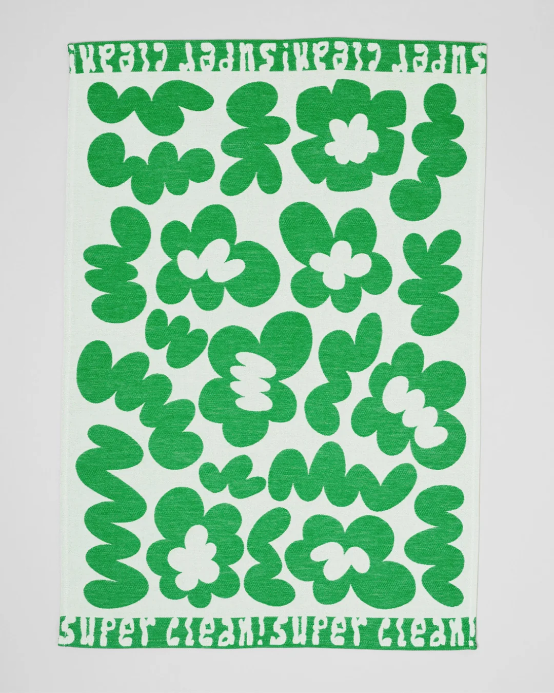 Wrap - Tea Towel - Super Clean Flowers Green/White