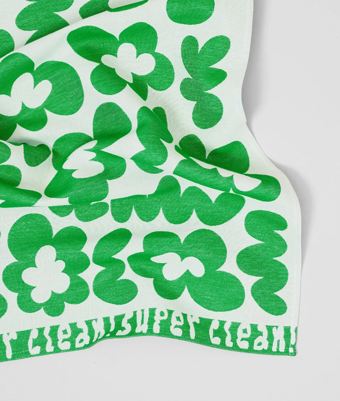 Wrap - Tea Towel - Super Clean Flowers Green/White - Image 2