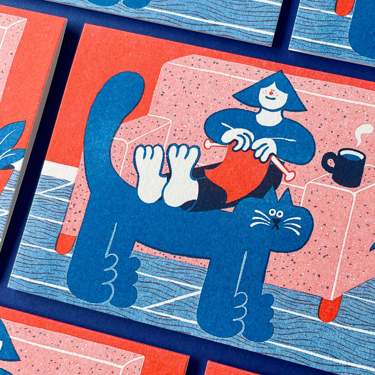 YUK FUN - Greetings card - Knitting with Cat - Image 2