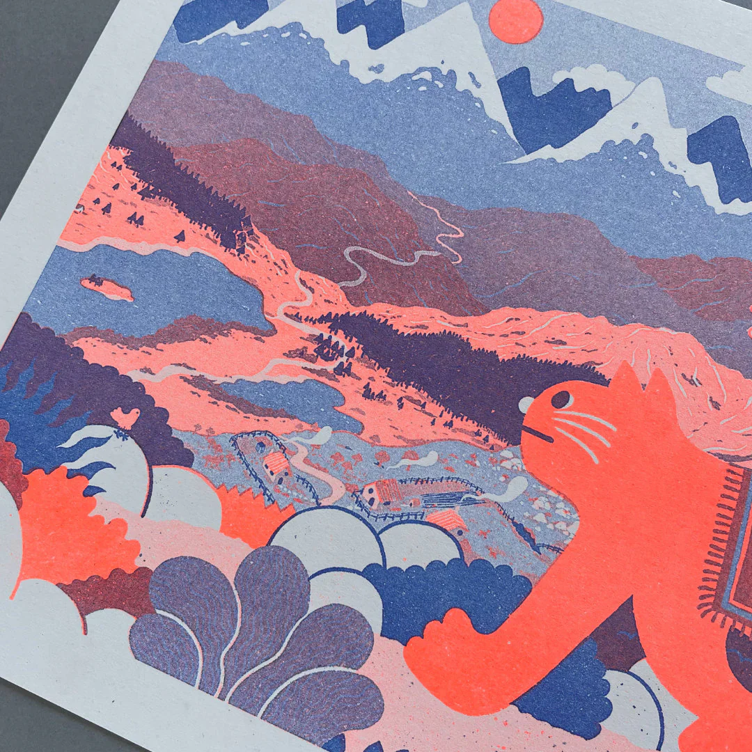 YUK FUN - Riso Print - Cat Riders - Image 2