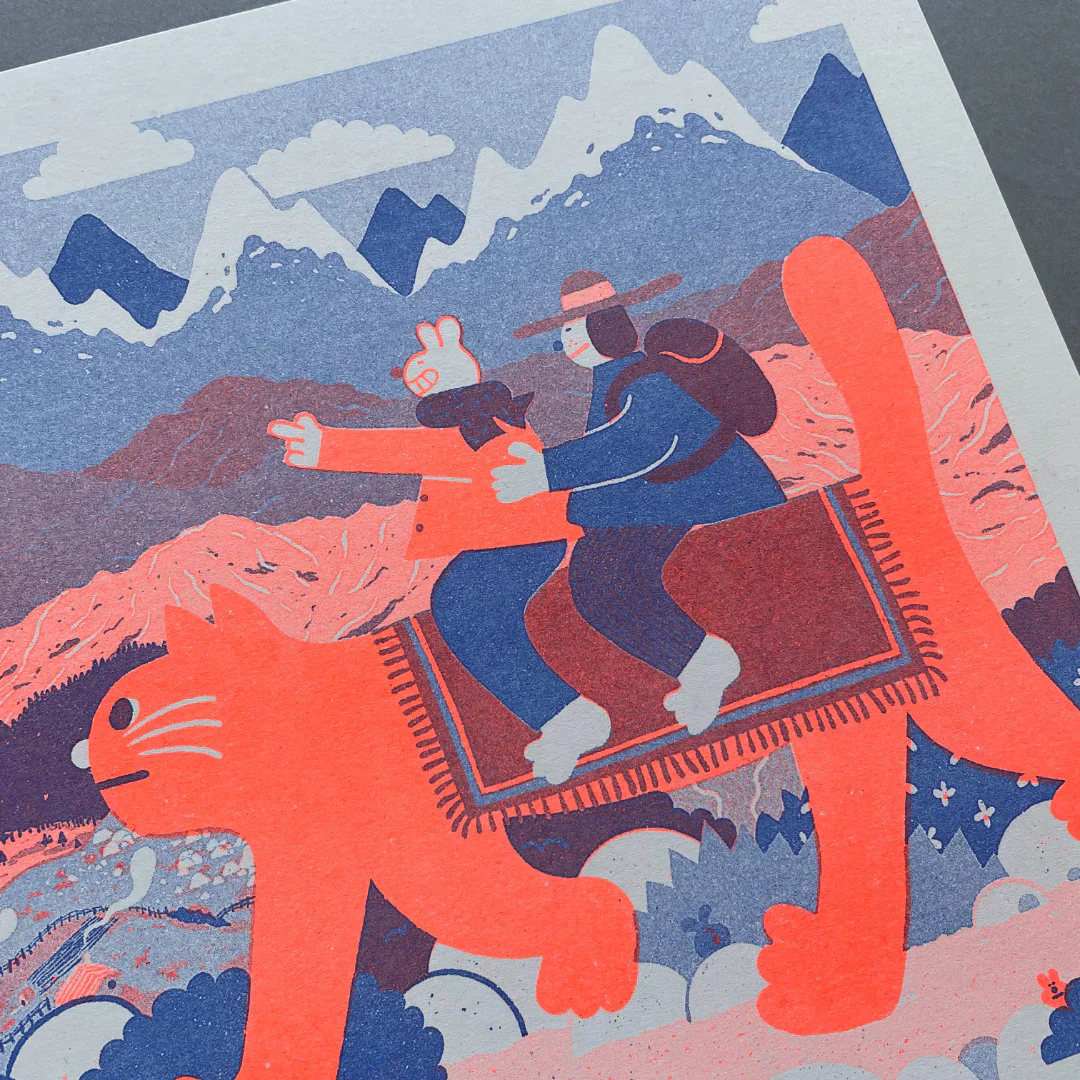 YUK FUN - Riso Print - Cat Riders - Image 3